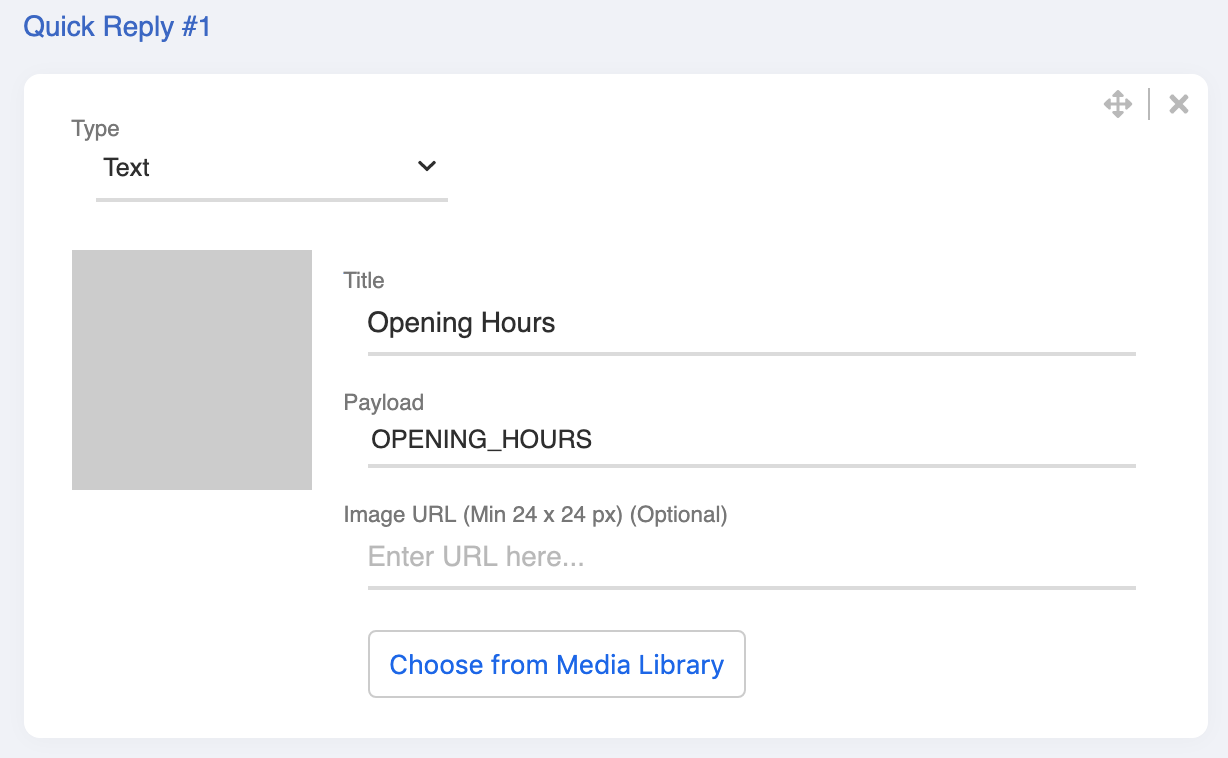 Opening hours quick reply